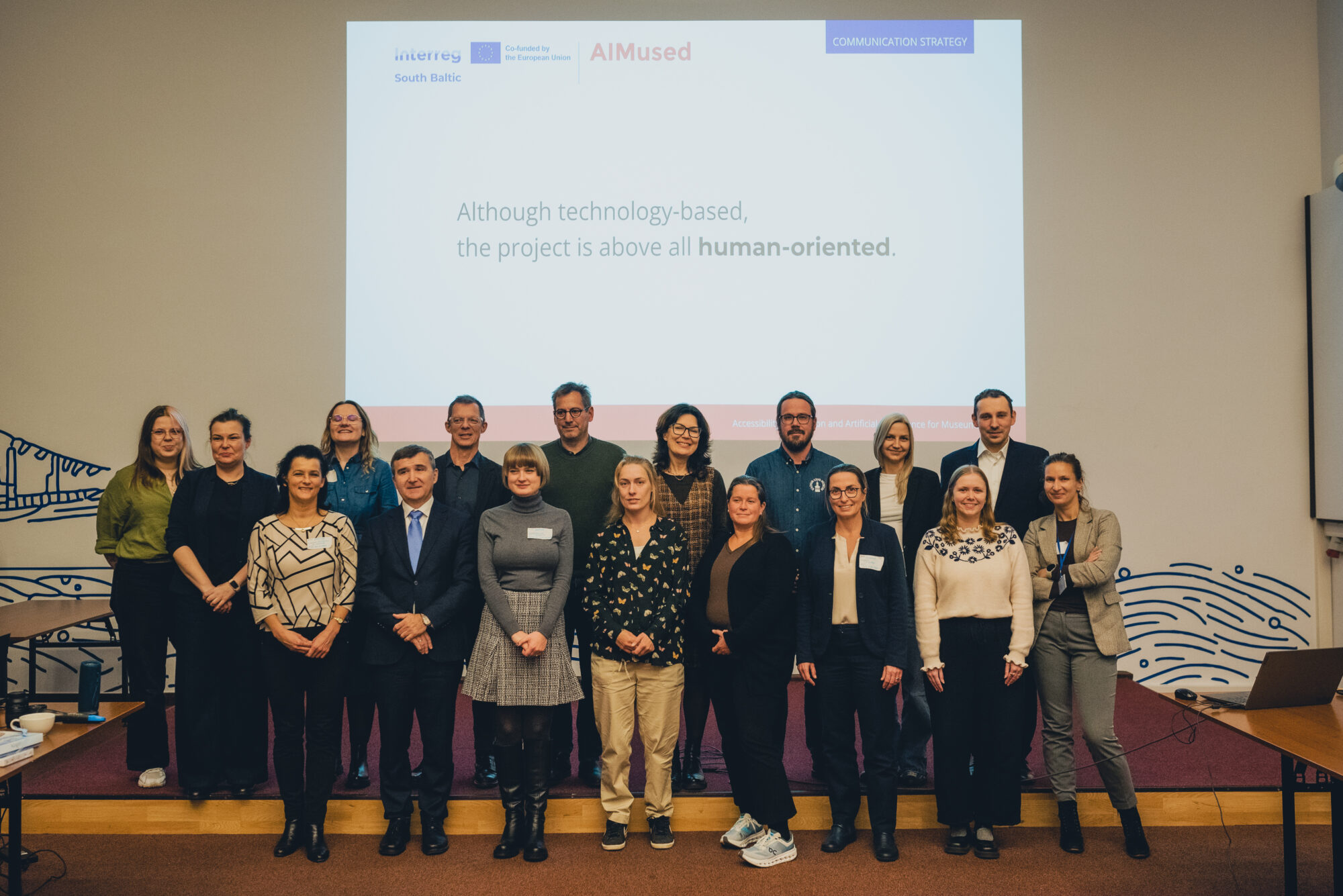 Group photo of AIMused project partners during the first meeting at the National Marine Fisheries Research Institute in Gdynia.